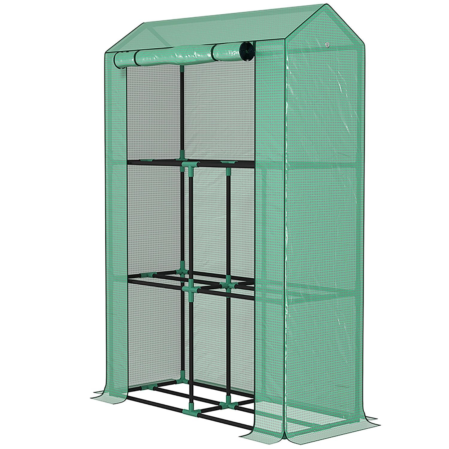 Steel Greenhouse With Shelves & Uv Protection, 100x40x150cm