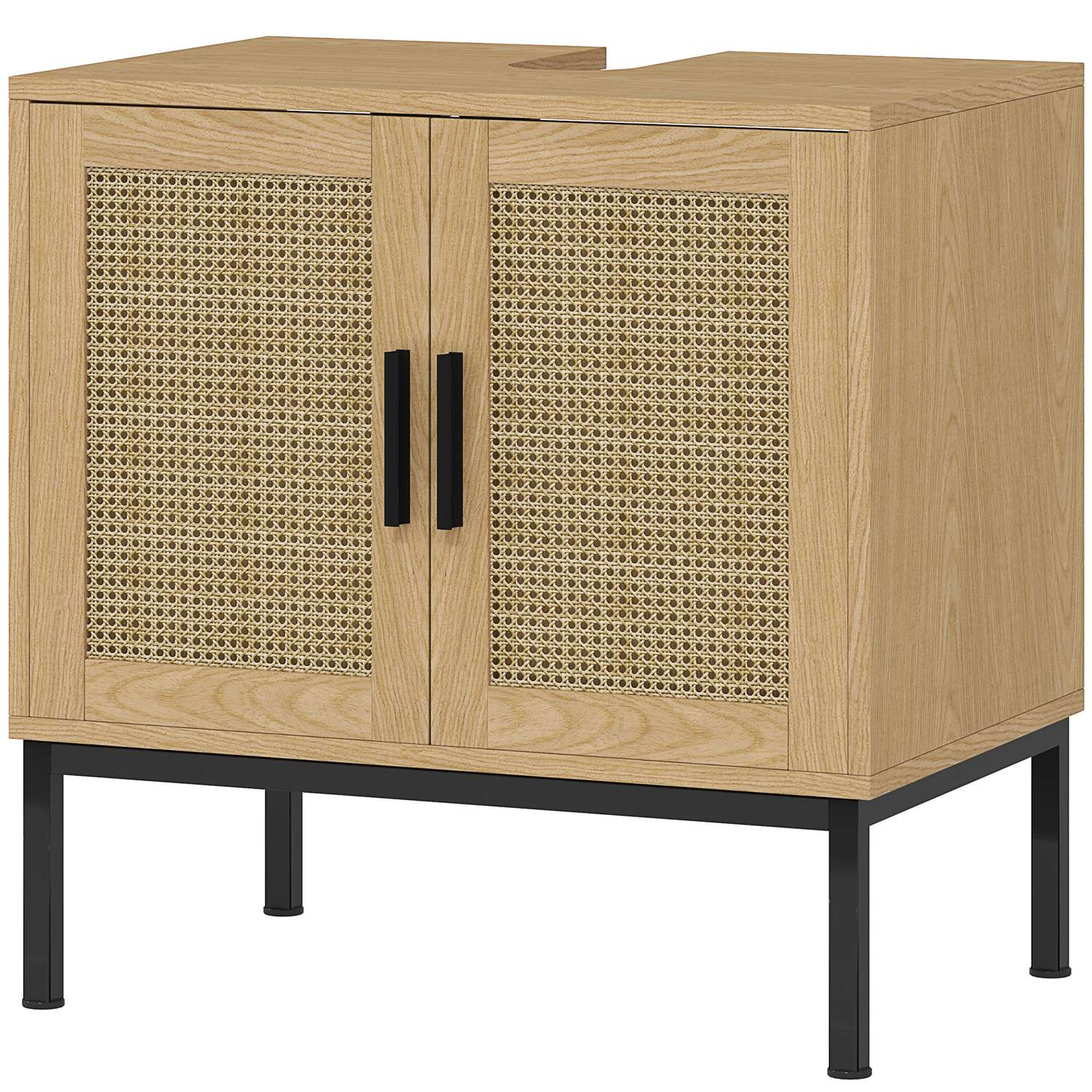 Sink Base, Rattan Look, Oak, 60x39x60 Cm