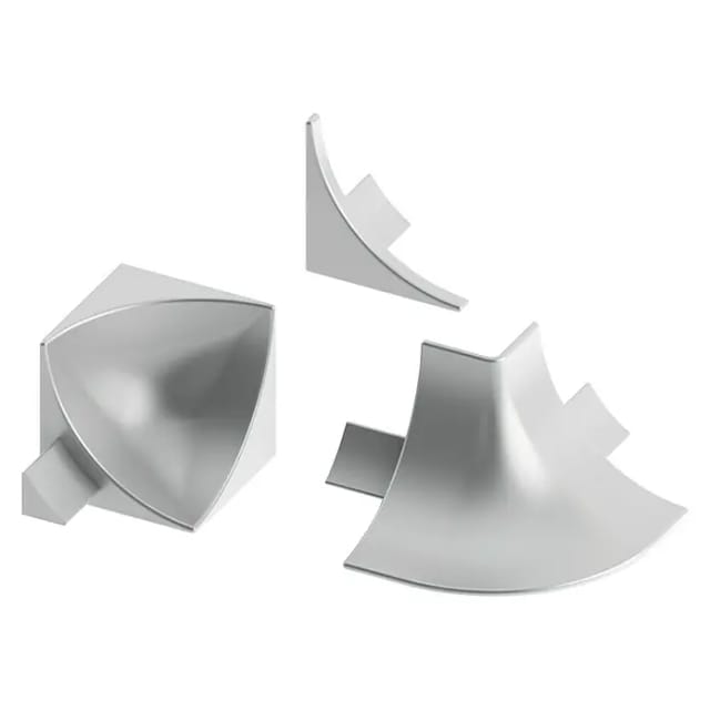 alfer Zubehör-Set 8 mm 8 mm PVC (Kunststoff) glatt silber Sockelleiste