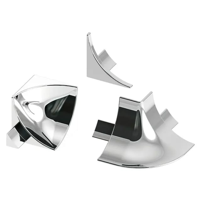 alfer Zubehör-Set 8 mm 8 mm PVC (Kunststoff) glatt Chrom Optik Sockelleiste