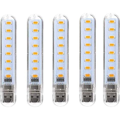 Usb-led-lampe, Mini-tragbare Usb-led-lampe, 5er-pack Computer-tastaturbeleuchtung, Für Pc, Laptop, Externe Batterie (kaltweiß) [energieklasse G]