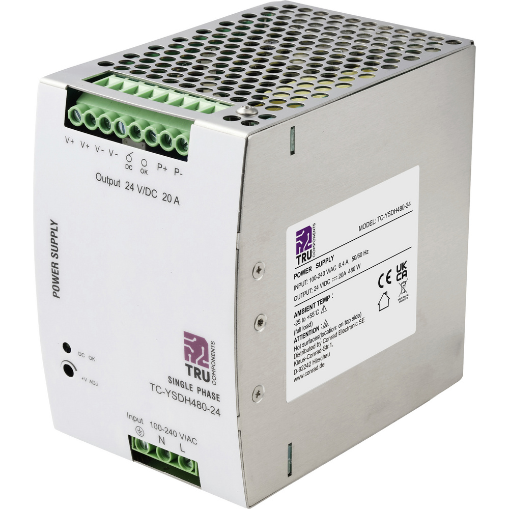 Tru Components Tc-13864572 Hutschienen-netzteil (din-rail) 24 V/dc 20 A 480 W Anzahl Ausgänge:1 X