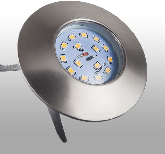 Einbauspot 5er Set 60mm Lochmaß - 230V, 5,5W, 470lm, led, dimmbar, IP44, warmweiß, matt-nickel