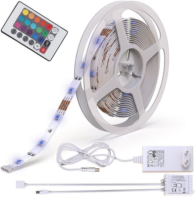 B.k.licht - led Streifen 5 m - dimmbar, Fernbedienung, Farbwechsel, kürzbar, rgb