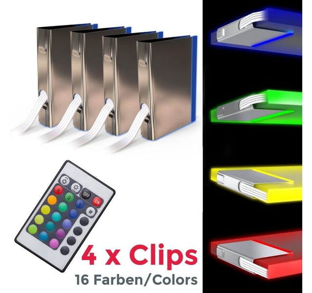 Schrankbeleuchtung - LED, Farbwechsel, Fernbedienung, RGB, chromfarbig