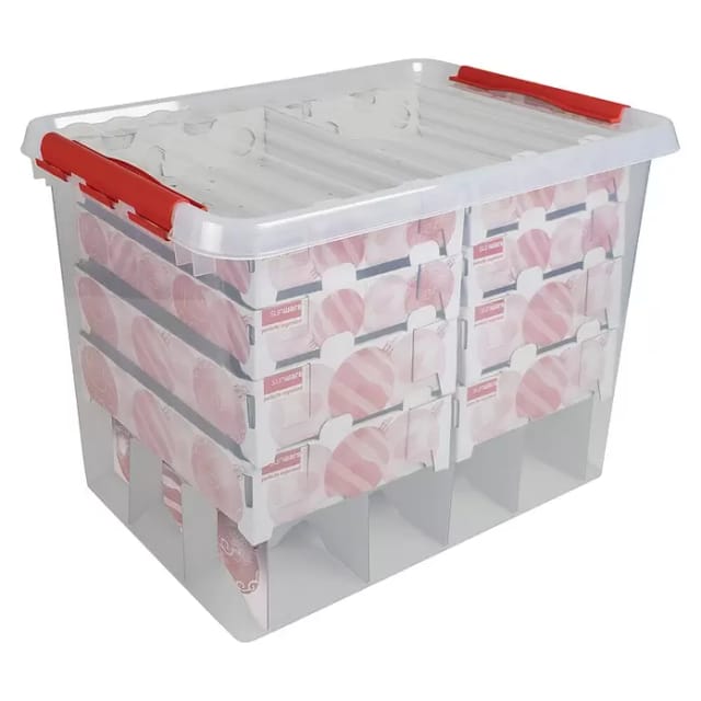 Sunware Weihnachtsbox Q-line 72L mit Einsatz für 128 Kugeln transparent 60x40x42cm