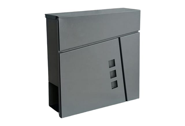 Relaxdays Briefkasten mit Zeitungsfach, HBT: 37,5 x 37 x 10,5 cm, DIN C4, wetterfest, 4 Schlüssel, Postkasten, anthrazit