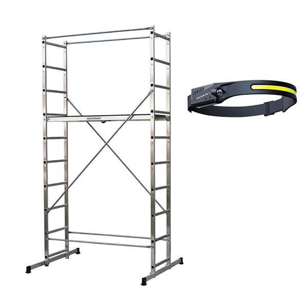 Gerüst für den Hausgebrauch : 3.78m maxi. Arbeitshöhe + Stirnlampe - 203702-LAMPE