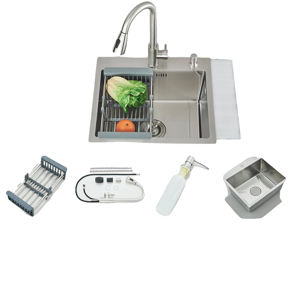 Unterbauspüle, Edelstahl, Aufsatzmontage, Gebürstetes Nickel Lp2p