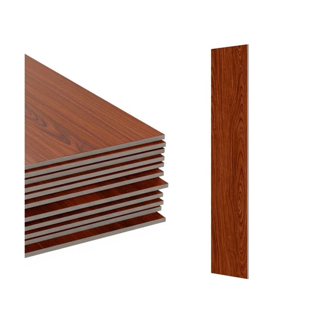 Relaxdays PVC Bodenbelag selbstklebend, 2,5m²/18 Stück, Holzoptik, Bad, Küche, Klebefliesen 91x15 rutschfest, rotbraun