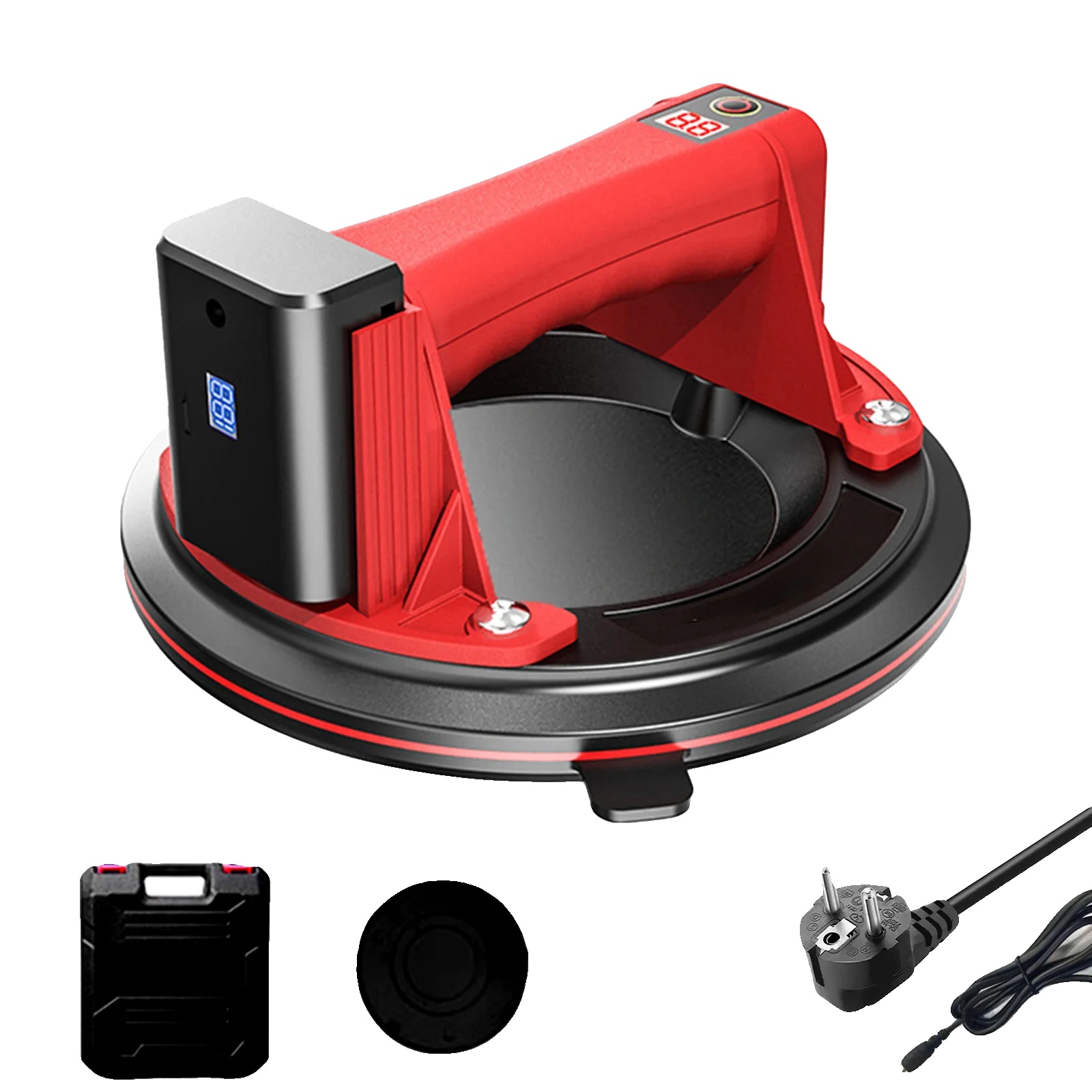 Elektrischer Staubsauger, 200 Kg Tragkraft, 8 Zoll Durchmesser, Rotes Kunststoffgehäuse