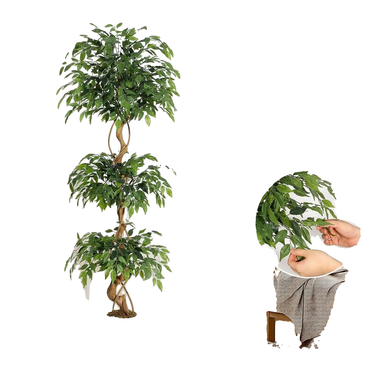 Künstlicher Ficusbaum, Mehrstufiges Design, Elegante Wohndekoration, 183 Cm (6 Fuß)