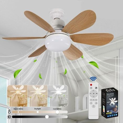 Leiser 40-w-deckenventilator – 6 Flügel – 3 Geschwindigkeitsstufen – E27-fassung – Farbtemperatur 3000 K Bis 6000 K – Für Wohnzimmer Und Schlafzimmer