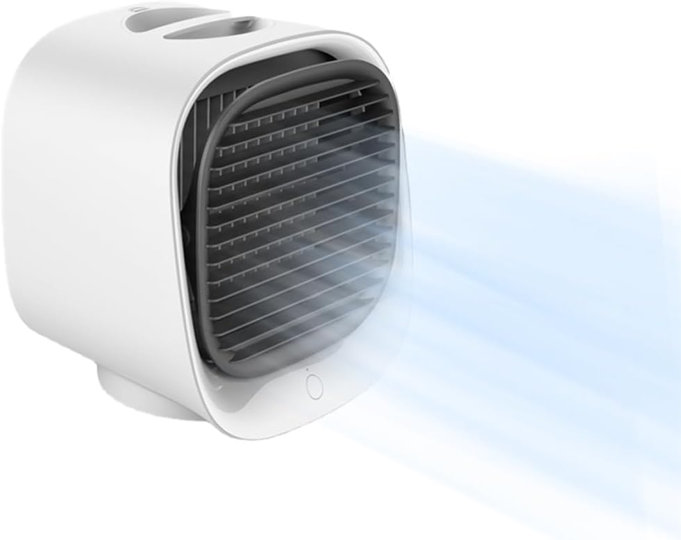 Leise, Tragbare Klimaanlage, 3 Geschwindigkeitsstufen, Sprühnebelfunktion, Nachtlicht, Usb-ladeanschluss, Einklemmschutz, Für Büro Und Zuhause, Weiß