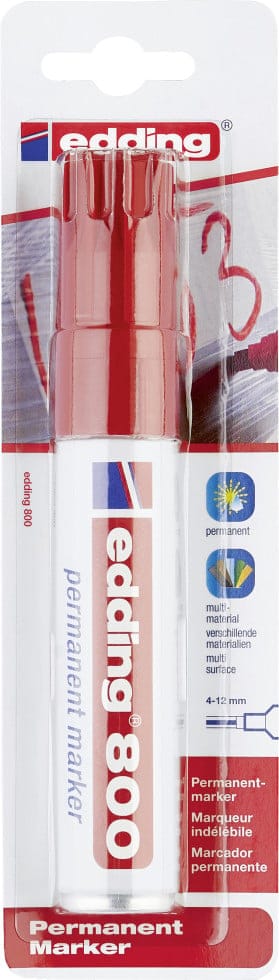 Edding - 800 4-800-1-1002 Permanentmarker Rot wasserfest: Ja