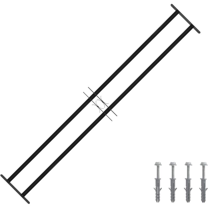 Fenstergitter Schwarz 176 x 30 cm Pulverbeschichteter Stahl vidaXL