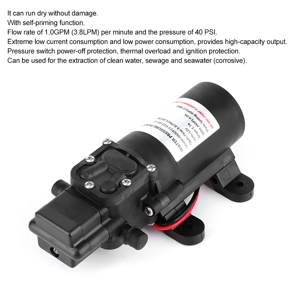 12 V Dc 1,0 Gpm 40 Psi Serie 21 Hochdruck-membranwasserpumpe Für Wohnmobile Und Boote, Mit 3/8"-schlauchanschluss
