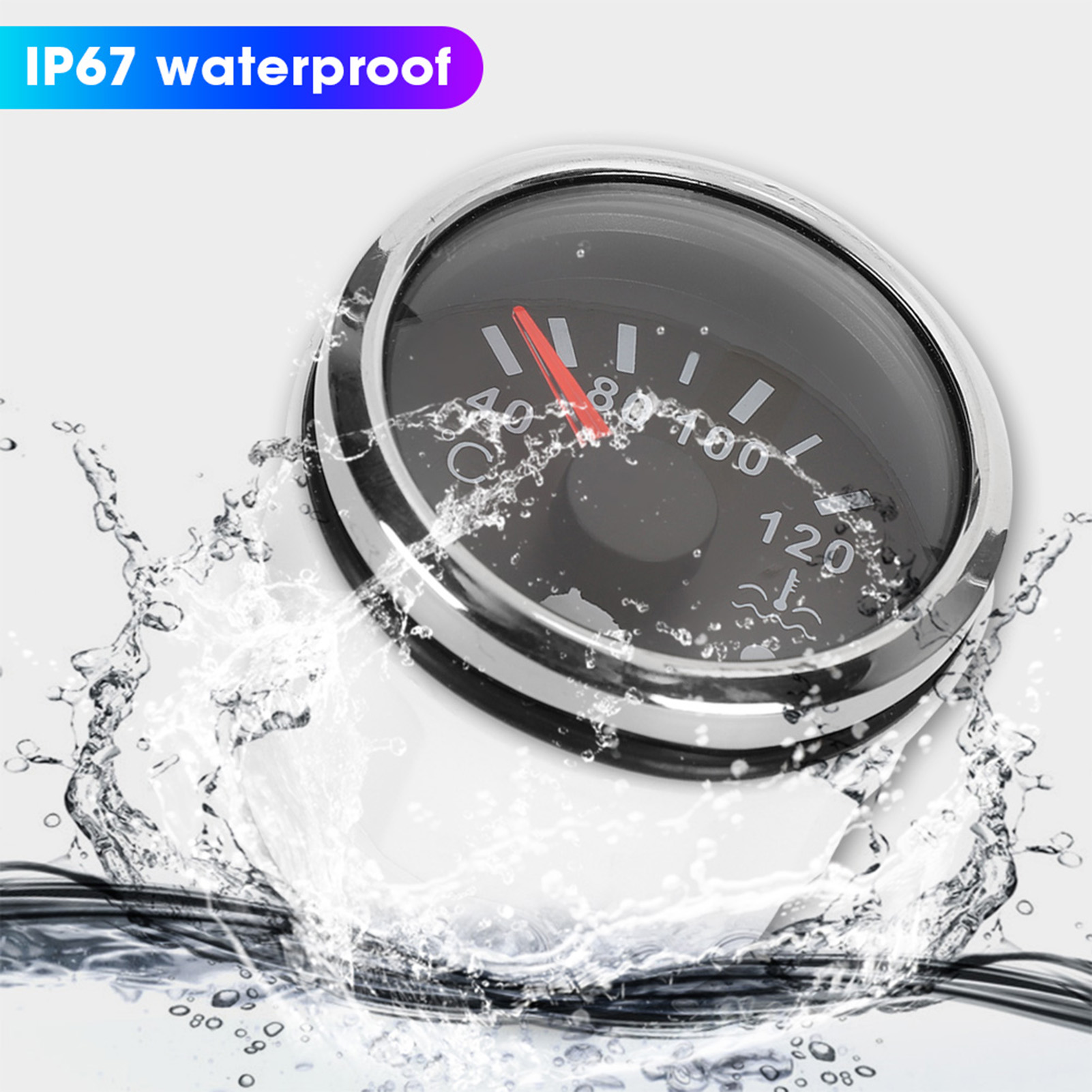 Geeignet Für Den Einsatz In Der Automobil- Und Schifffahrtsbranche, Universeller Smart-alarm, Wasserdicht, 12v/24v, Motorkühlmitteltemperaturanzeige Aus Edelstahl 316 Φ52 (mm) (europäischer Standardse