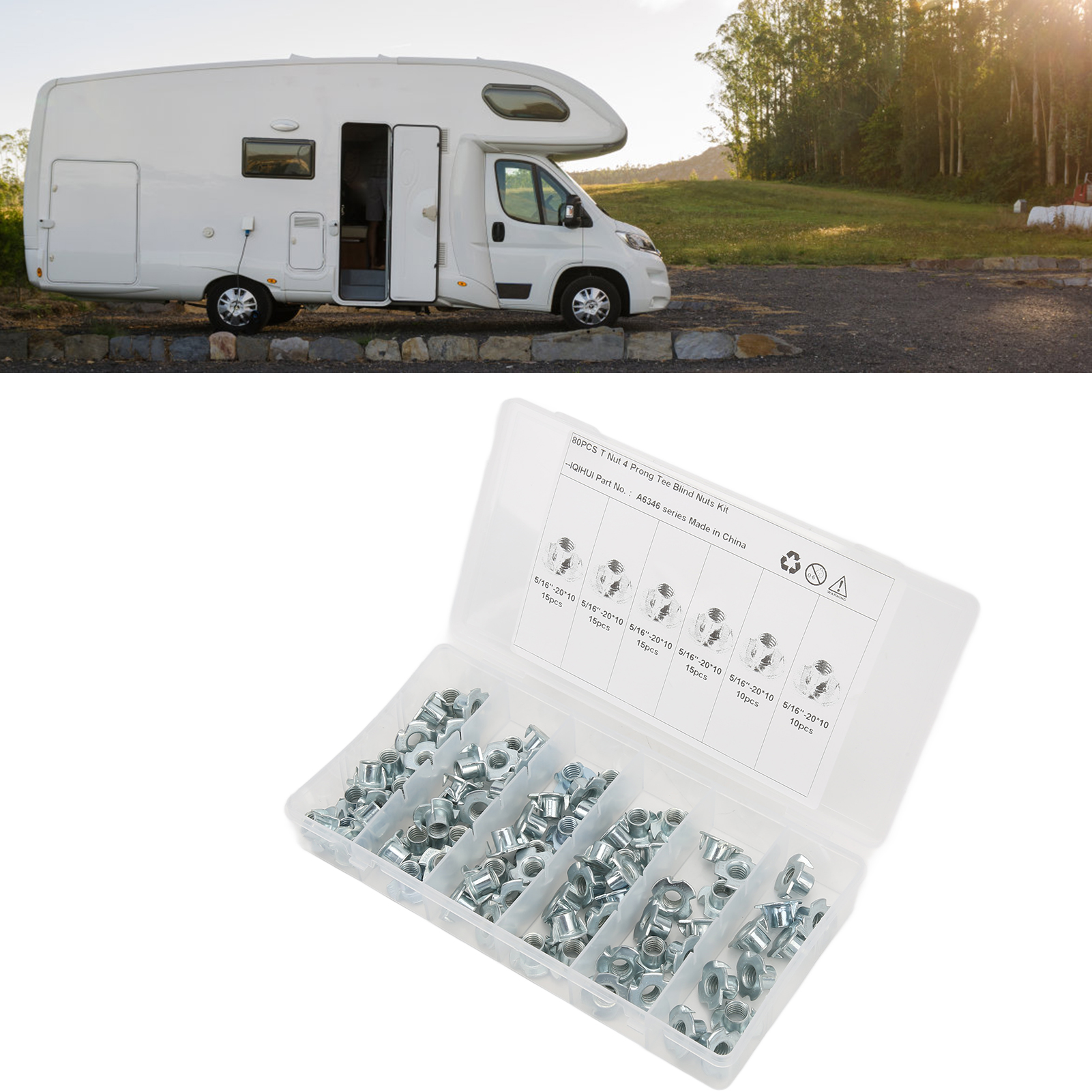 Rv 5/16" Zoll Vierzahn-eckmuttern/nägel - 2010, 80 Stück (versand In Luftpolsterfolie, A6346)
