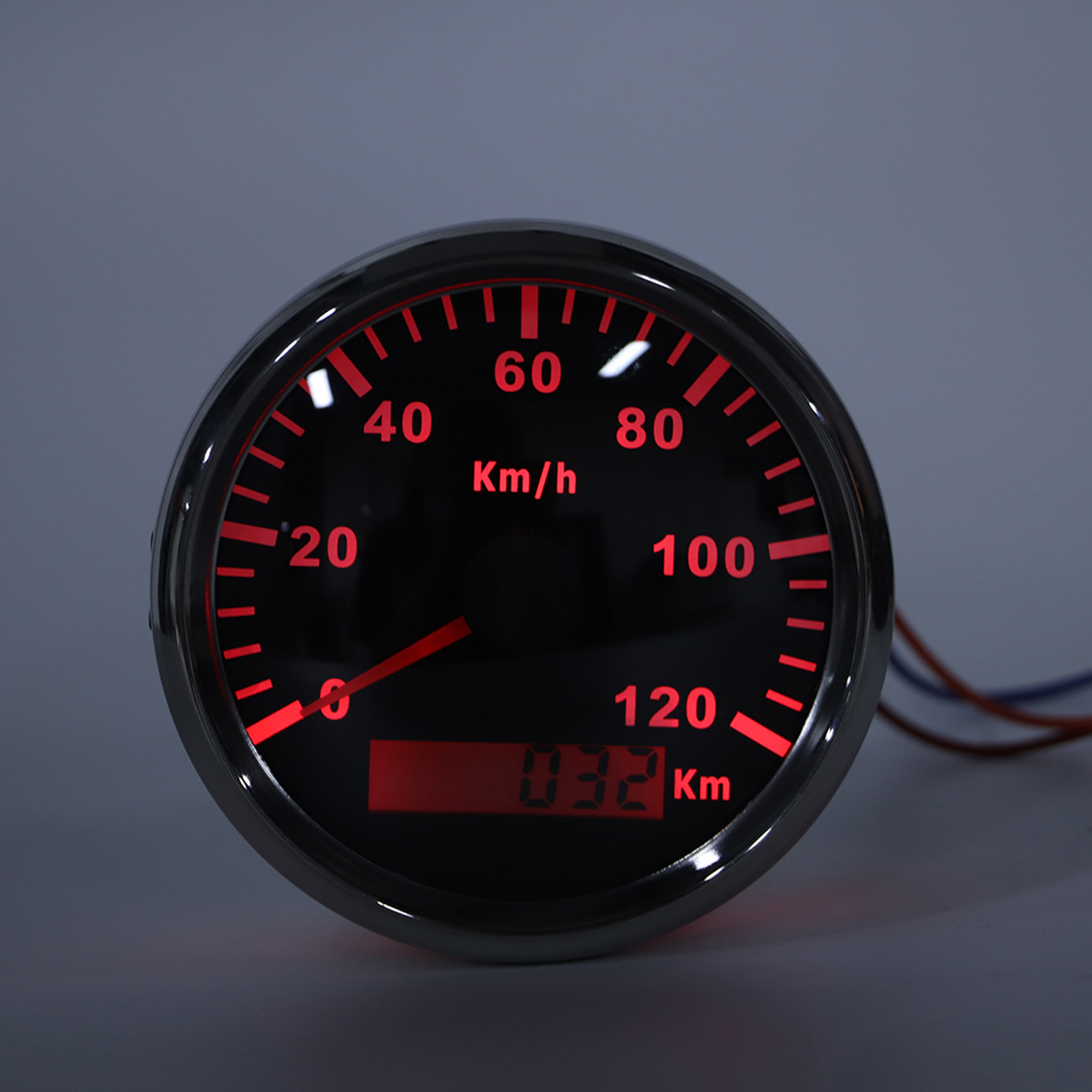 Universeller Gps-tachometer 85 Mm 0-120 Km/h Für Autos, Lkws, Boote, Motoren, 12 V/24 V Mit Gps-antenne, Schwarzer Hintergrund, Silberner Rahmen.