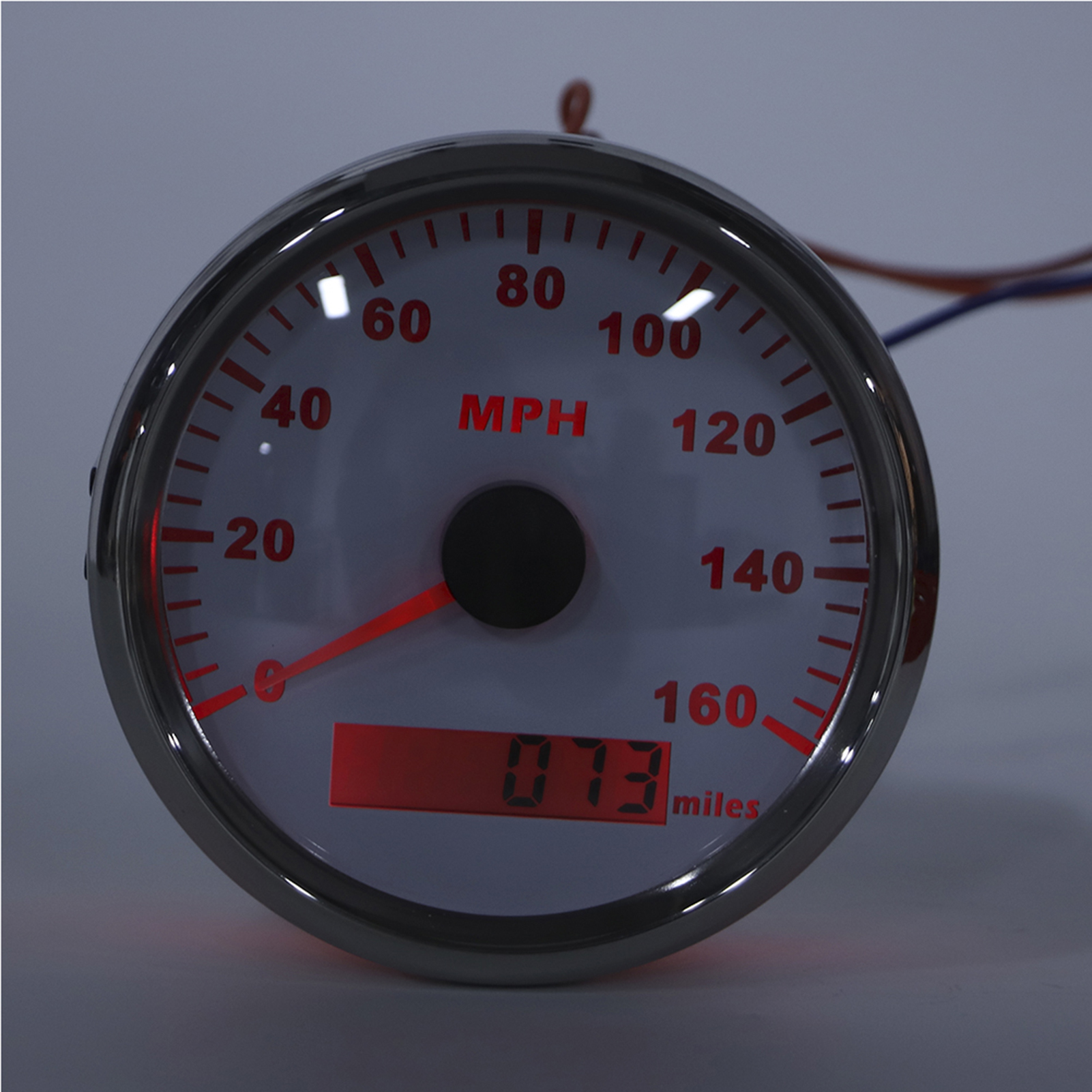 Universeller 85-mm-gps-tachometer, 0–160 Mph, Für Autos, Lkws, Motorräder, Quads, In Den Usa Auf Lager, Wasserdicht Und Beschlagfrei, Weißes Gehäuse Und Silberner Rahmen.