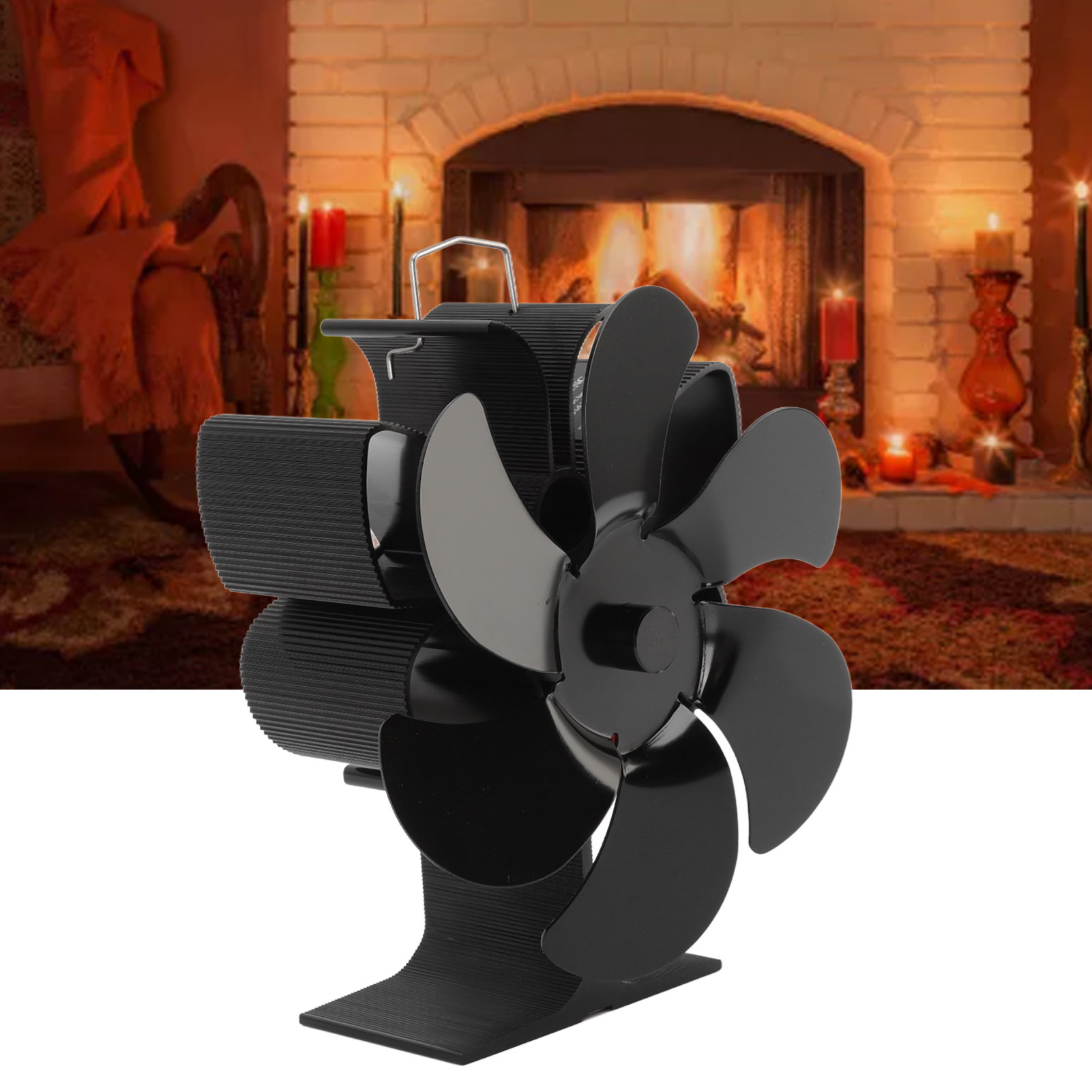 Sechsflügeliger Kaminventilator, Heizungsventilator, Große Ausführung, Schwarz