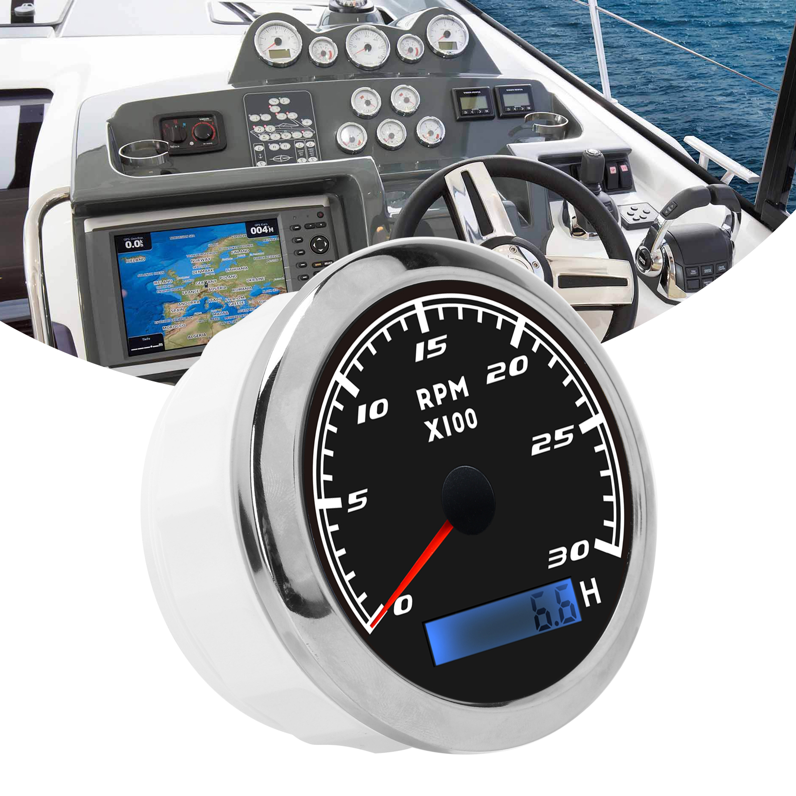 Universeller Analoger Drehzahlmesser Für Fahrzeuge Und Schiffe (cx8001/cx8002) Schwarz