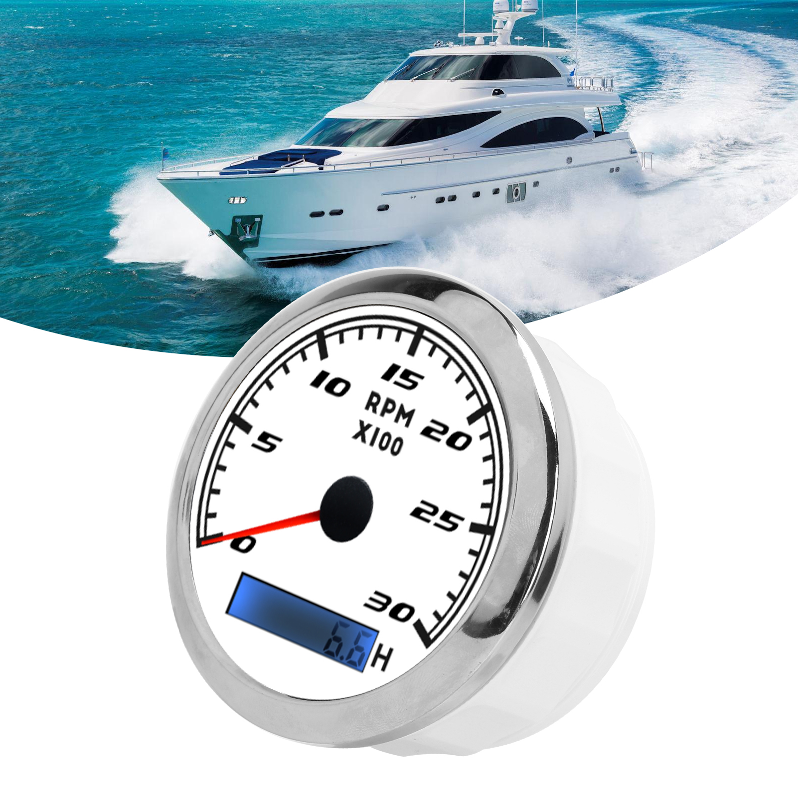Analoger Drehzahlmesser Für Autos Und Boote, Universell Für Autos Und Boote (cx8001/cx8002), Weiß.