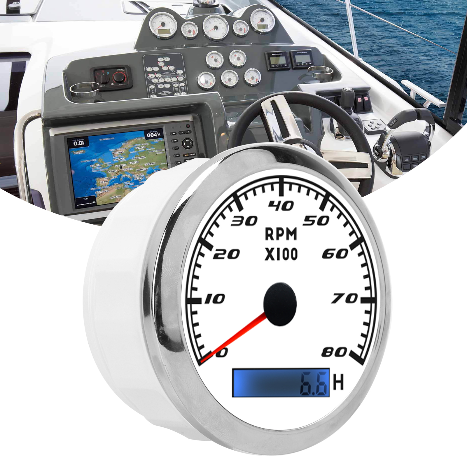 Analoger Drehzahlmesser Für Autos Und Boote, Universell Für Autos Und Boote (cx8009/cx8010), Weiß.