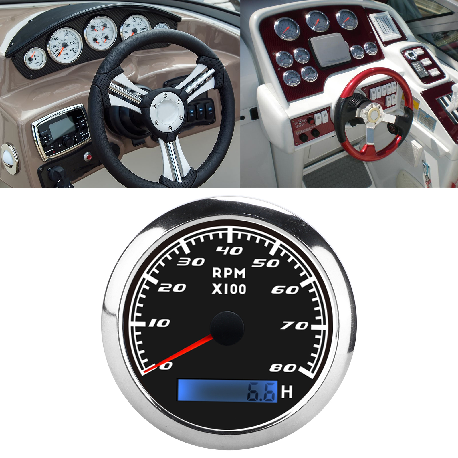 Analoger Drehzahlmesser Für Automobile Und Boote, Universell Für Pkw Und Boote (cx8009/cx8010), Schwarz.