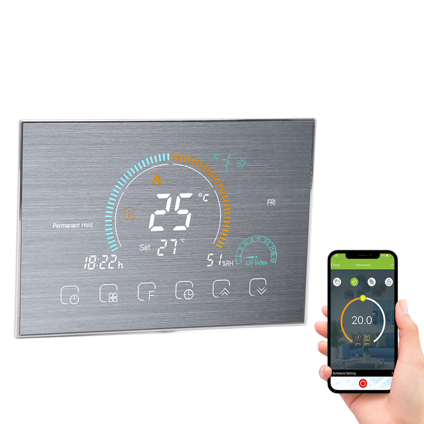 Bht-8000gclw Wlan-kesselschnittstelle, Smart-thermostat, Mobile App, Sprachsteuerung, Lcd-touchscreen, Ac 95–240 V Kesselschnittstelle