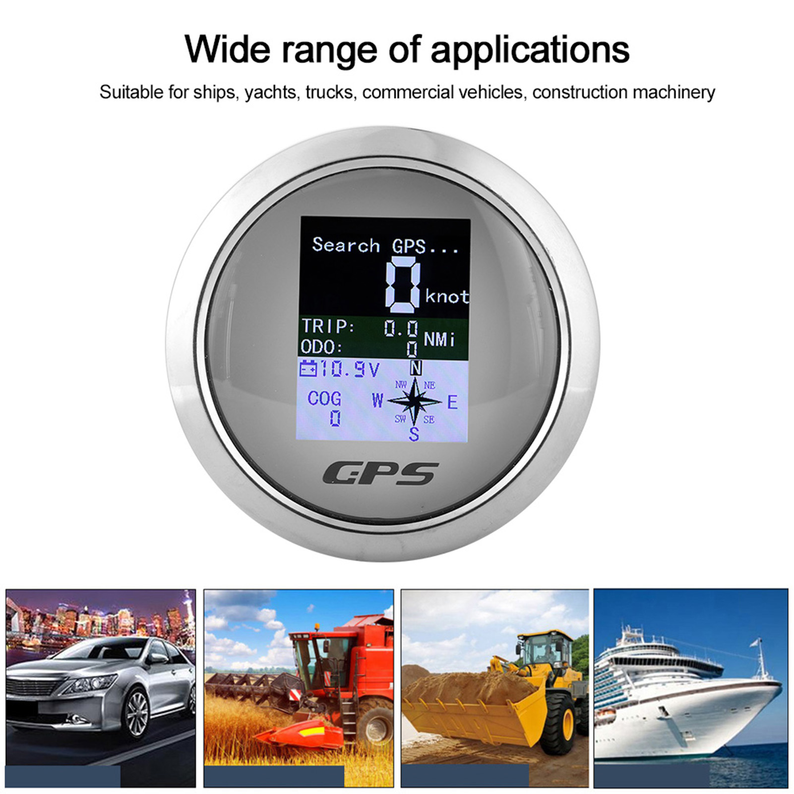 Geeignet Für Schiffe, Yachten, Lkw, Nutzfahrzeuge Und Baumaschinen. 85 Mm Dicker, Weißer, Digitaler Gps-tachometer/tachometeranzeiger Aus Edelstahl 316.