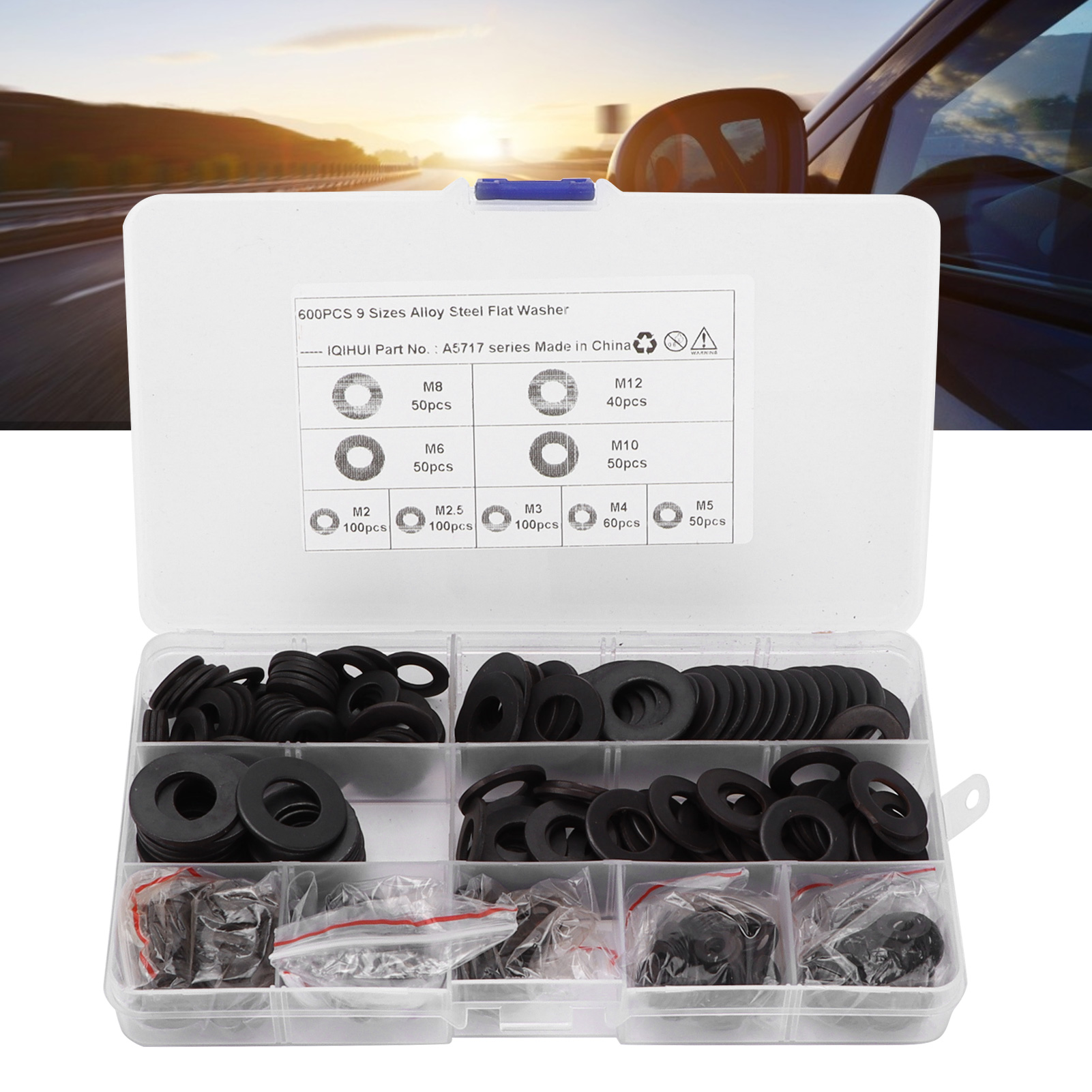 Automobilteile, 600 Stück Pro Karton, Unterlegscheiben M2 M2.5 M3 M4 M5 M6 M8 M10 M12, Hochfeste, Geschwärzte Unterlegscheiben (versand Mit Luftpolsterfolie).