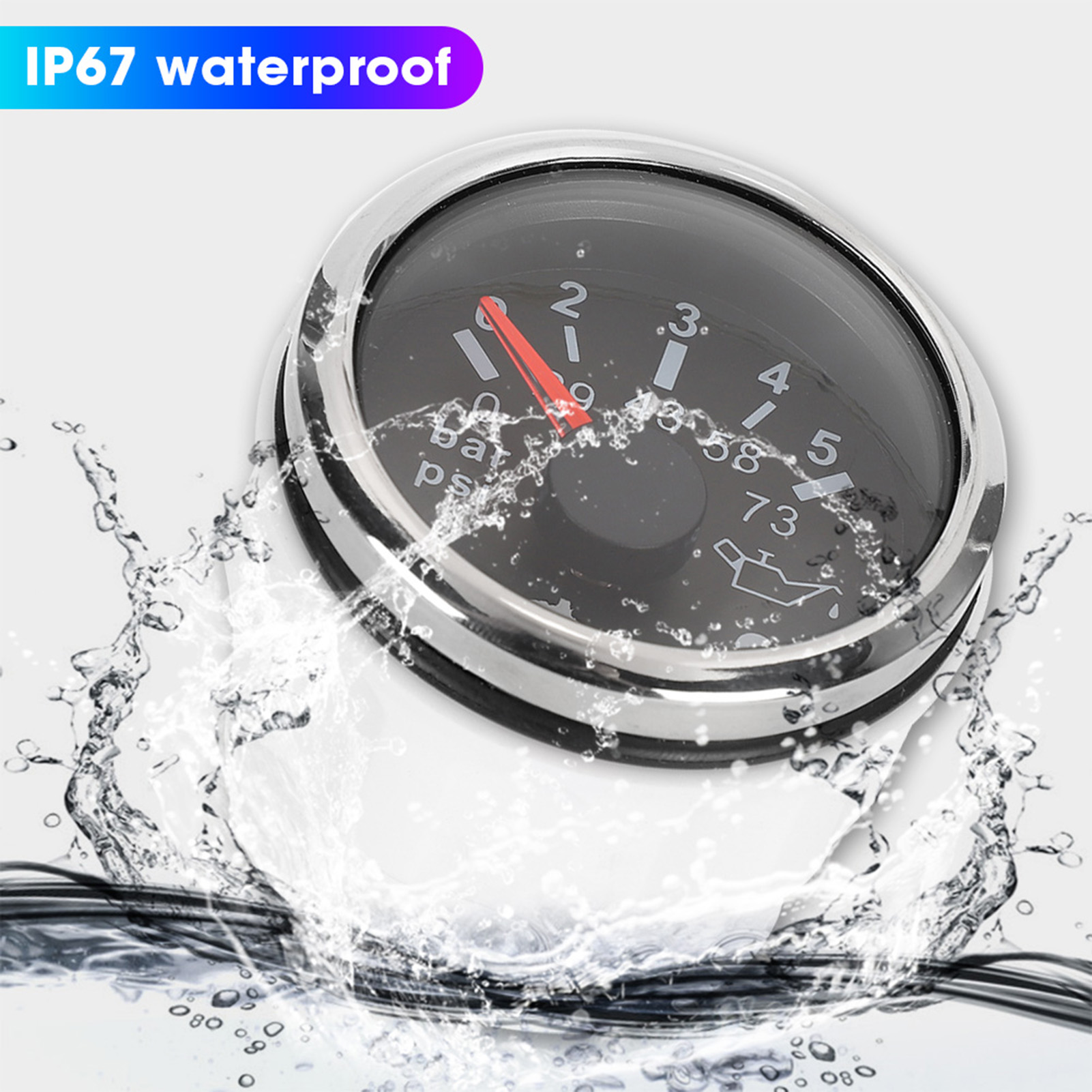 Intelligentes Öldruckmessgerät Mit Alarm Für Automobile/schiffe/yachten (0-5bar 0-73psi), Zifferblatt Aus Edelstahl 316 Φ52 (mm), Schwarz.