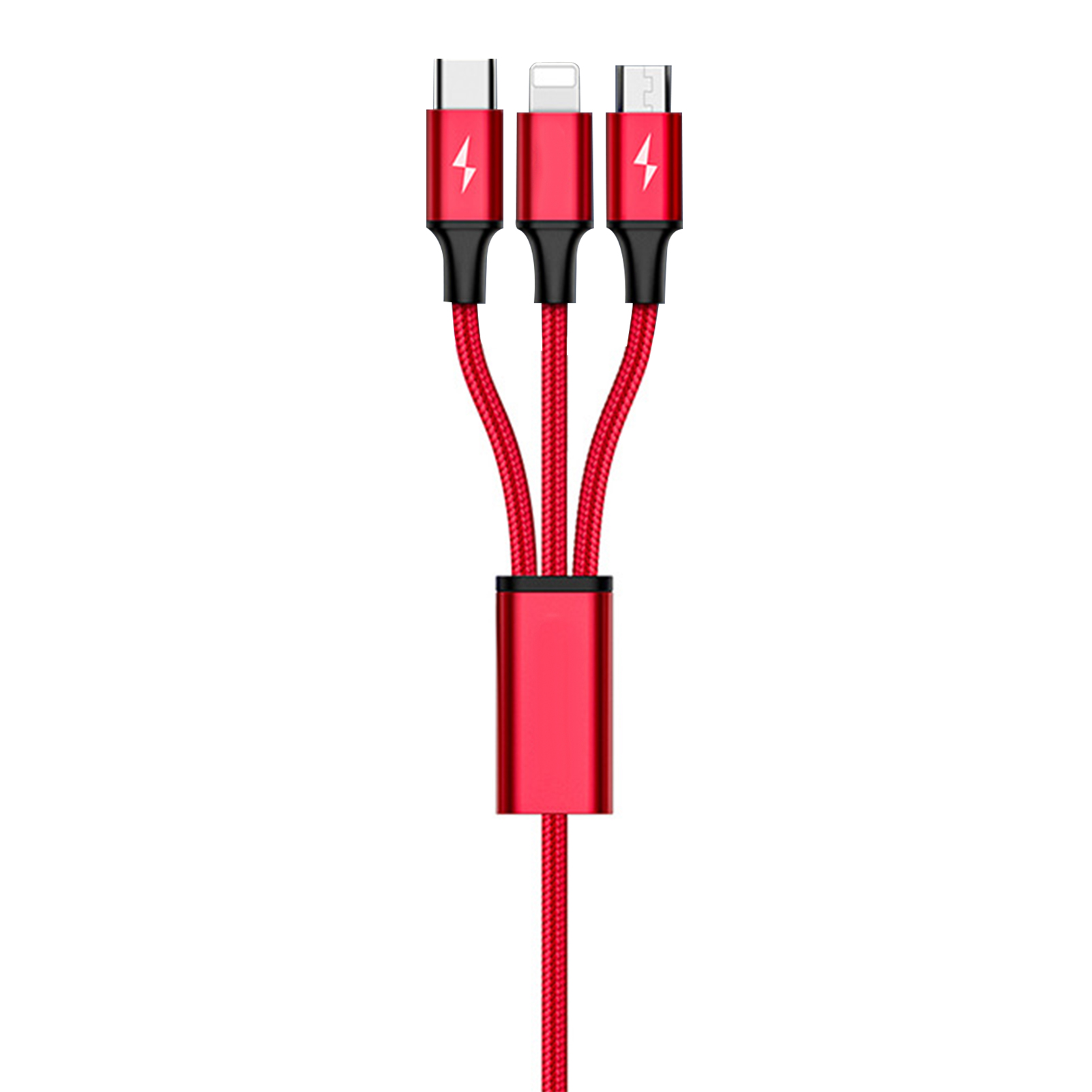 (exklusiv In Südostasien) Baseus 3-in-1 Schnellladekabel, Drei-adriges Multi-in-one-usb-kfz-datenkabel, 1-zu-3-schnellladekabel Aus Zinklegierung, Rot