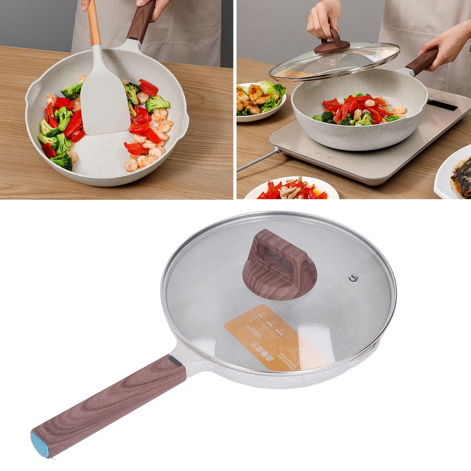 Maifan Steinwok Mit Antihaftbeschichtung, Ideal Für Den Hausgebrauch, Induktions- Und Gasherde. Auch Als Geschenk Geeignet.