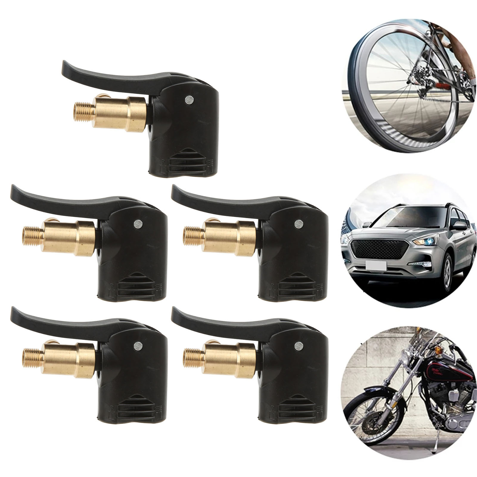 Autoluftpumpe Mit 2-in-1-aufblasdüse (amerikanisch/französisch) Zum Aufpumpen Von Autos, Motorrädern Und Fahrrädern (5er-pack). Inklusive Schnellverschlussgriff.