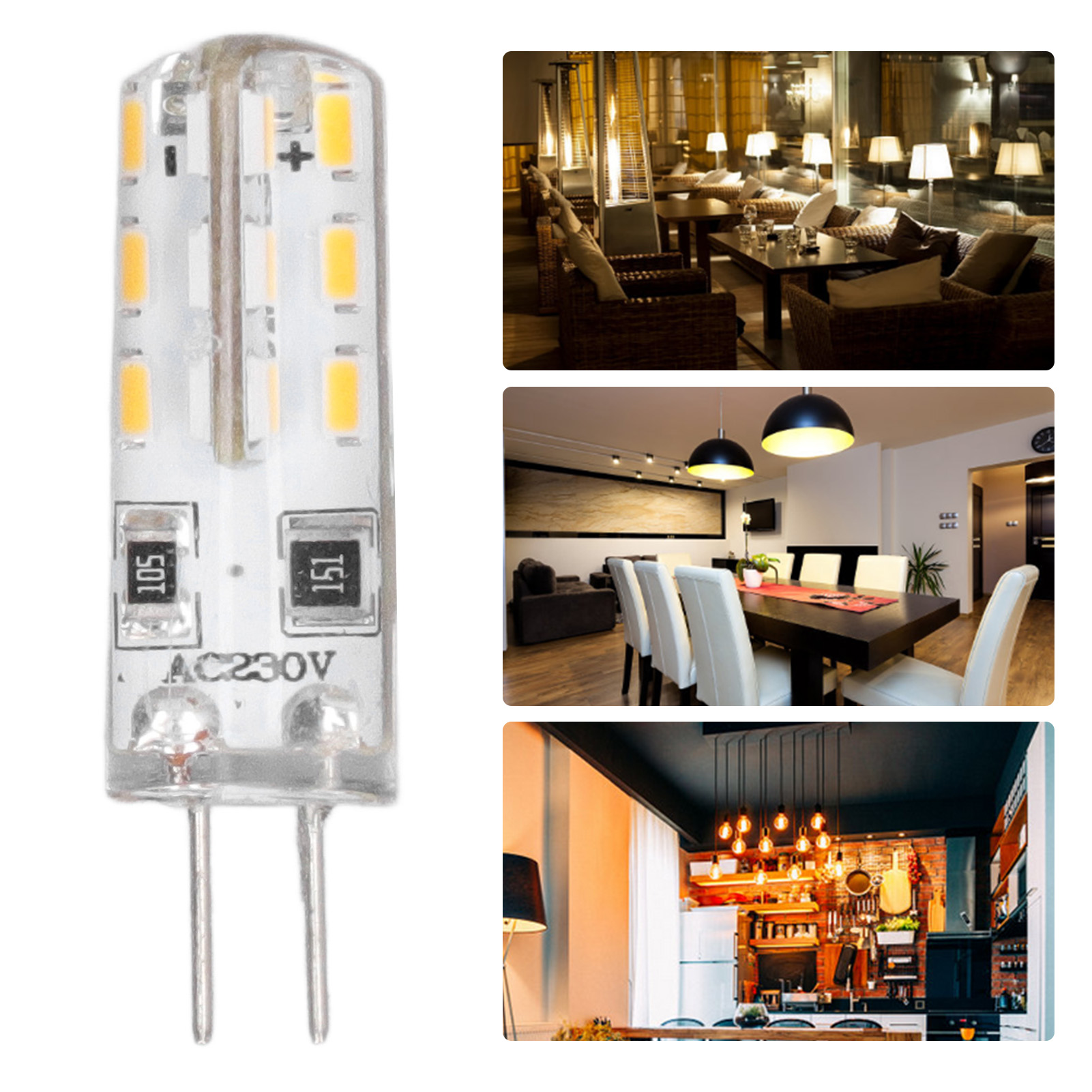 G4 Led-lampe, Doppelbein-silikonsockel, 1,5 W Ac220 V 110 Lm, Gartenbeleuchtungslampe.