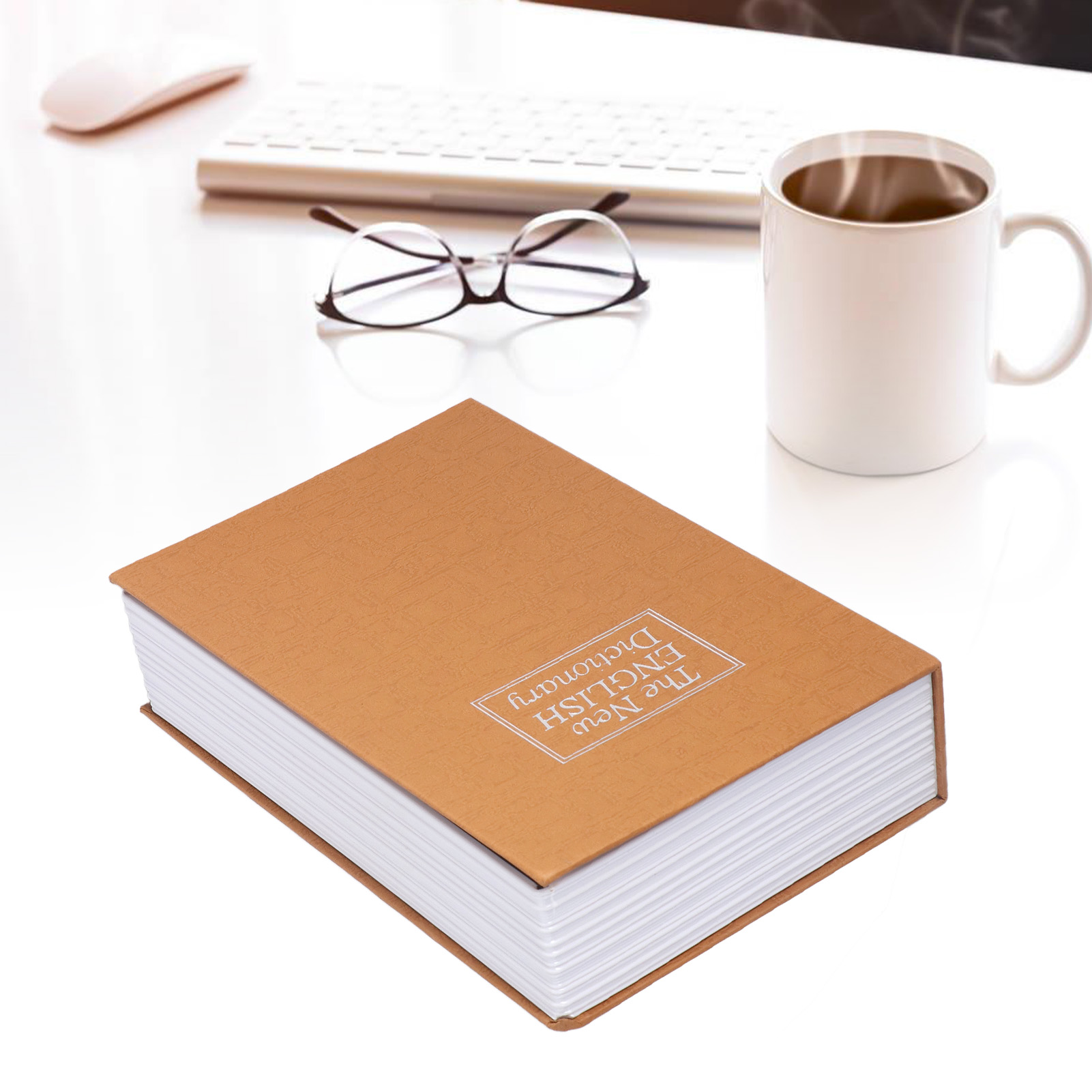 Mittelgroßer Tresor Im Buchstil Mit Zahlenschloss Und Origineller Aufbewahrungsbox In Form Eines Sparschweins, Kaffeefarben