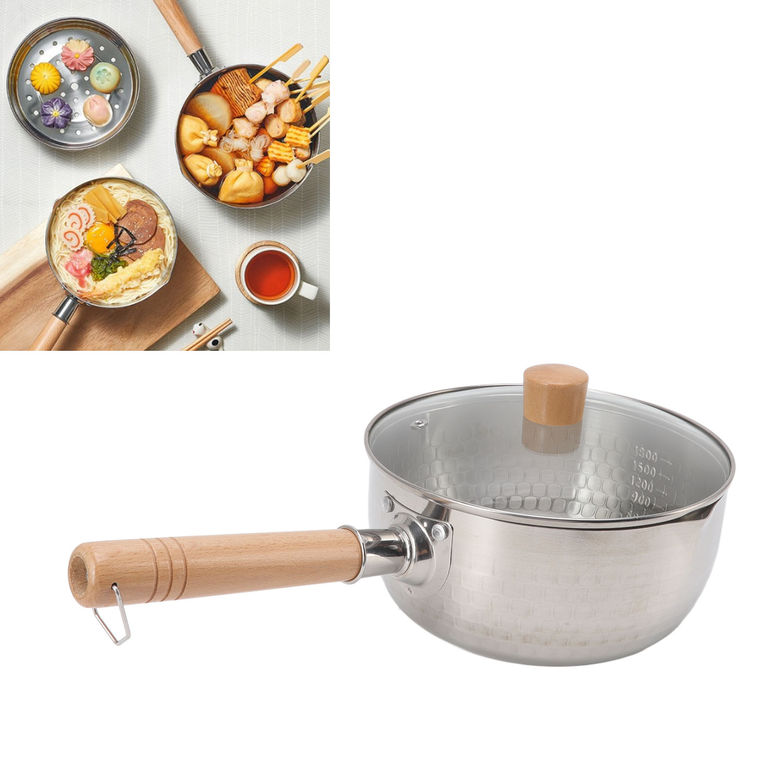 Japanische Antihaftpfanne, Nudelpfanne, Milchtopf Mit Holzgriff, Zum Braten Von Hähnchen, Gemüse, Suppe Und Anderen Kochutensilien.