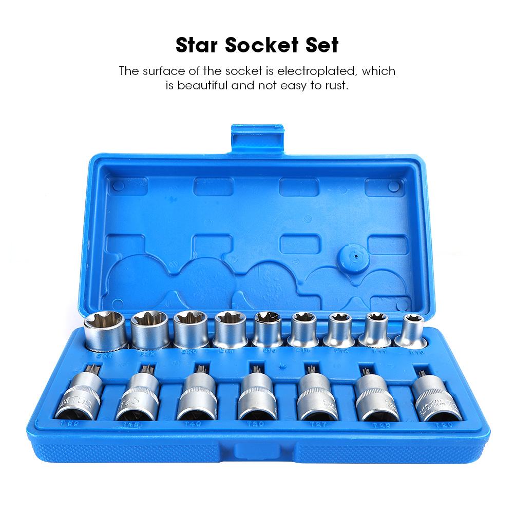 16-teiliges Set Aus 1/2"-e-torx-schraubendreherbits Und T-förmigen Blumenschraubendreherbits Für Die Autoreparatur
