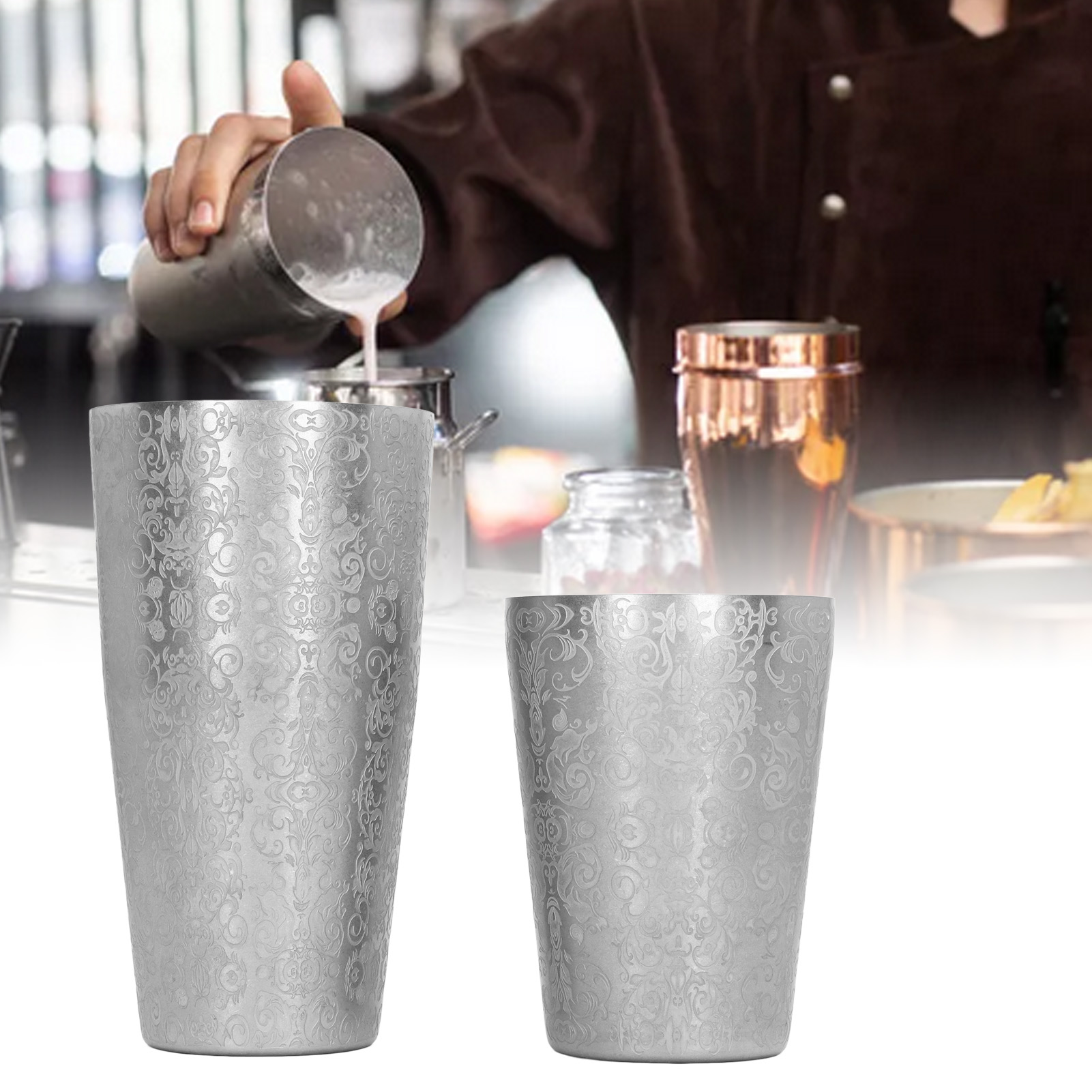 Gravierter Boston-cocktailshaker Aus Edelstahl 304