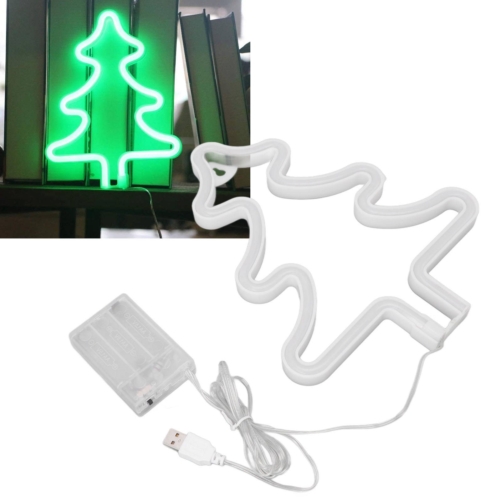 Dekorative, Neonfarbene Tischlampe In Form Eines Weihnachtsbaums, Batterie-/usb-betrieben, Stimmungsvolles Nachtlicht