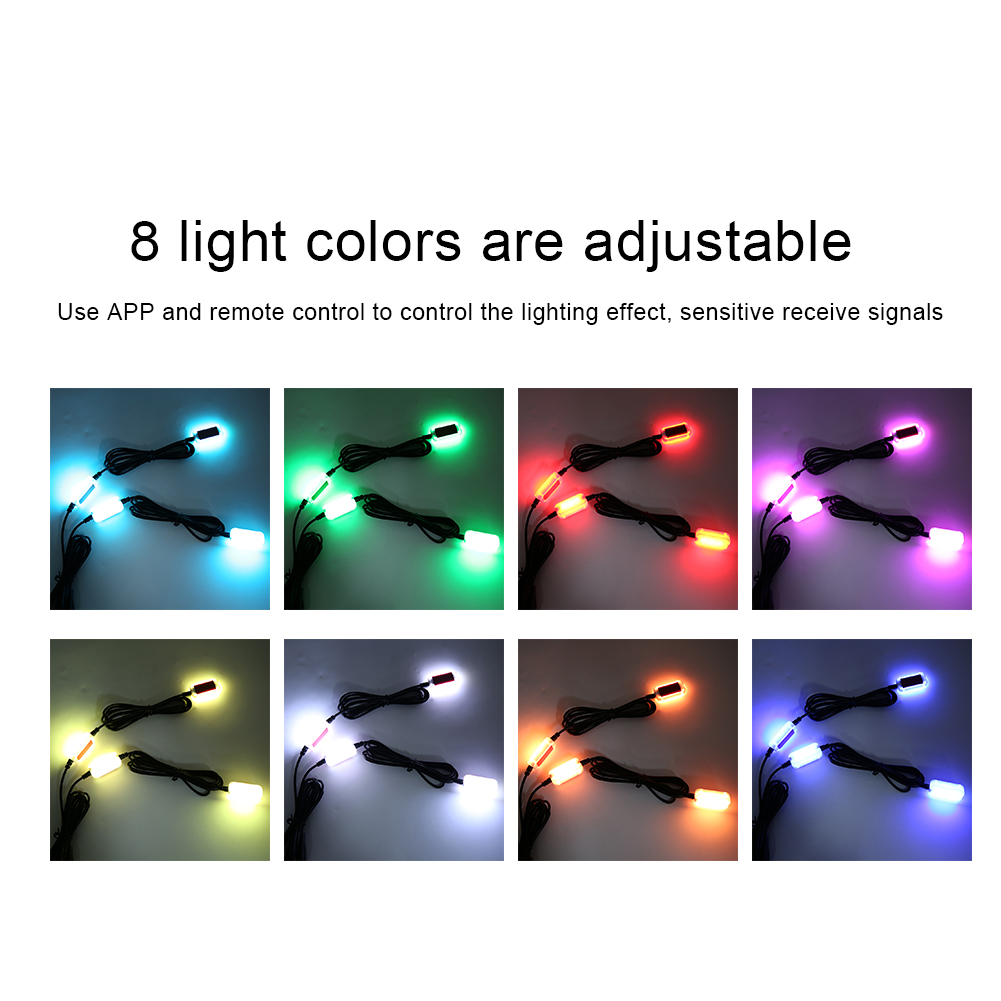 Neue 4-in-1-ambientebeleuchtung Für Den Fahrzeuginnenraum Mit Acht Rgb-farben, Sprachsteuerung, Per App Steuerbarer Fußraumbeleuchtung (fernbedienung Mit Eingebauter Knopfzelle) Und Einem Usb-anschlus