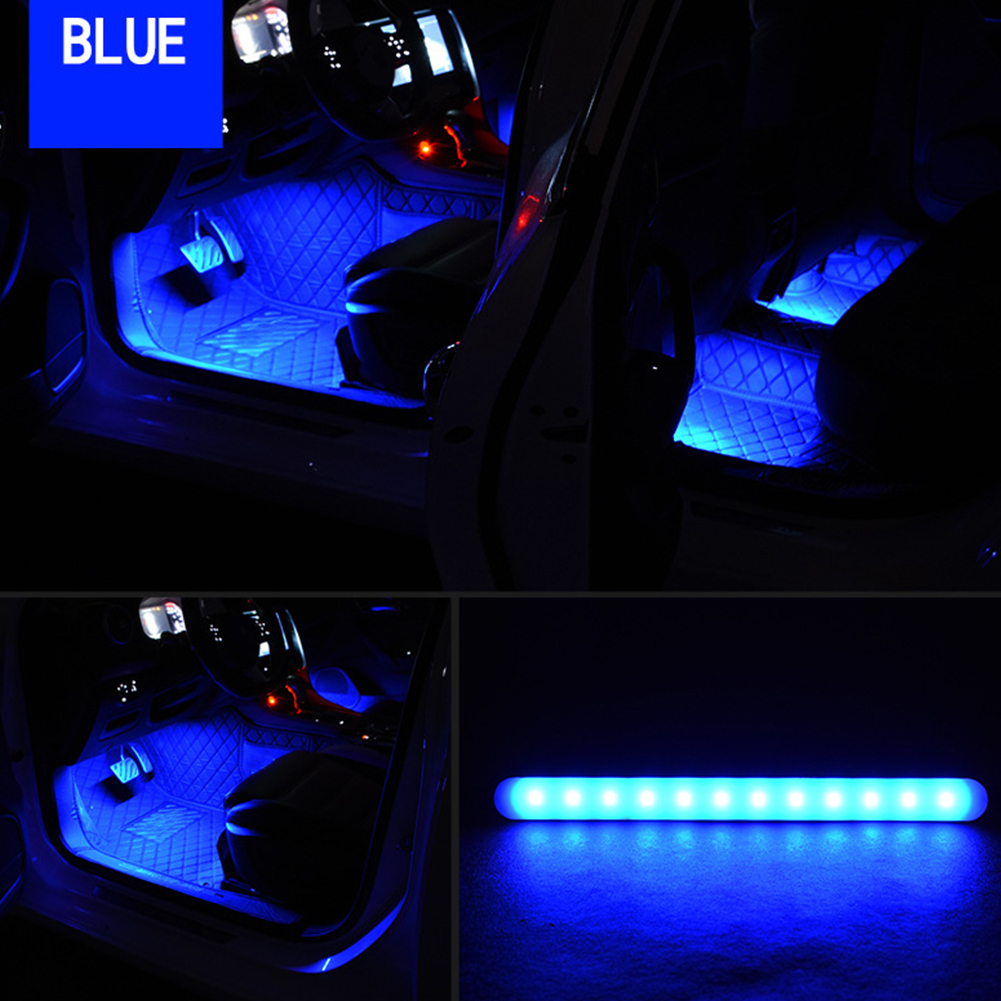 Set Aus 4 Ambiente-autolichtern, Siebenfarbige Rgb-musik-rhythmusbeleuchtung Mit Sprachsteuerung Per App (fernbedienung Mit Eingebauter Batterie)