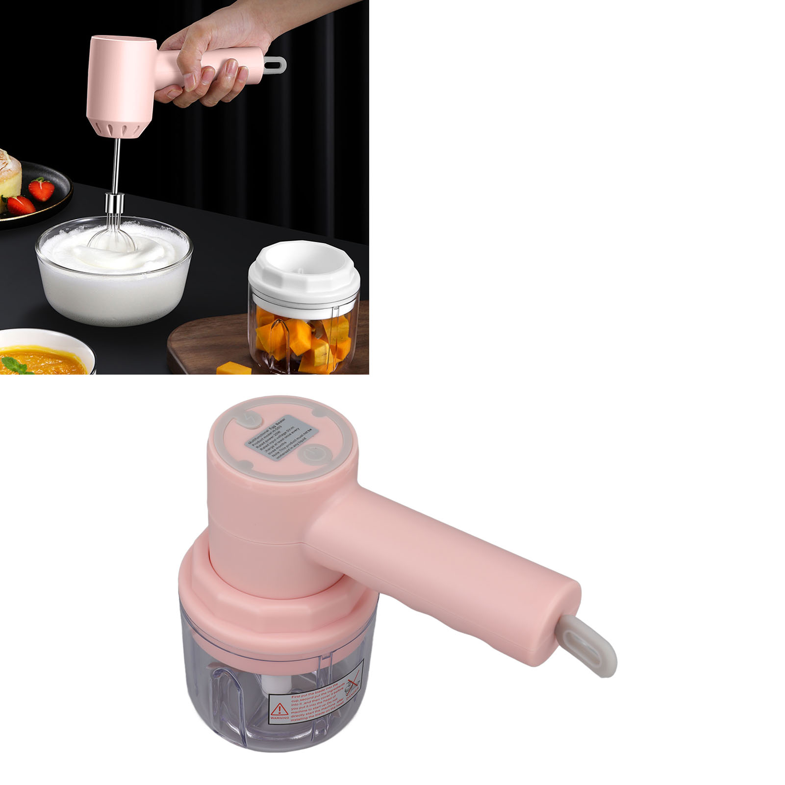 Tragbarer, Kabelloser Elektrischer Knoblauchschneider, Knoblauchmühle, Multifunktionaler Fleischwolf, Rosa