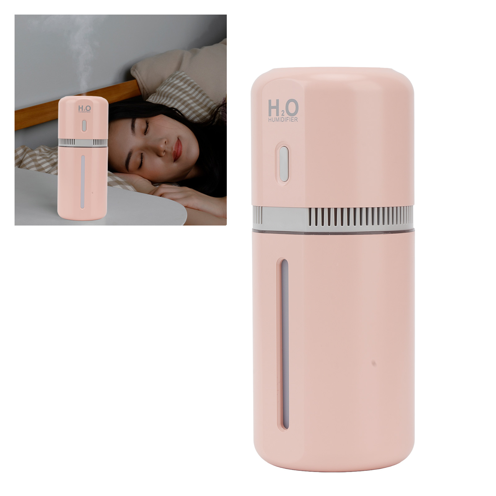 180-ml-auto-luftbefeuchter Mit Zerstäuberfunktion, Mini-luftbefeuchter Für Unterwegs Mit Integriertem Nachtlicht, Usb-anschluss, Rosa