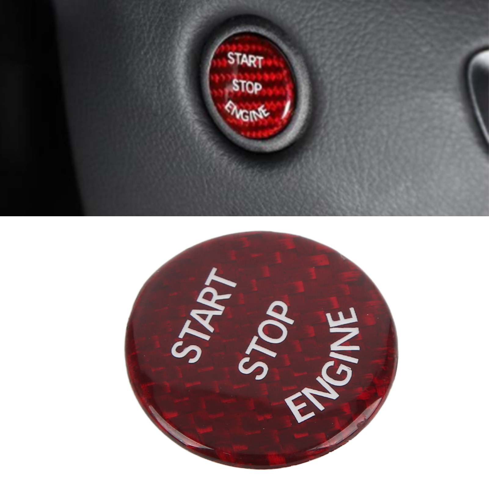 Fahrzeugmodifikation: Toyota Supra 2019-2021, Schlüsselloser Startaufsatz, Echte Kohlefaser, Rot.