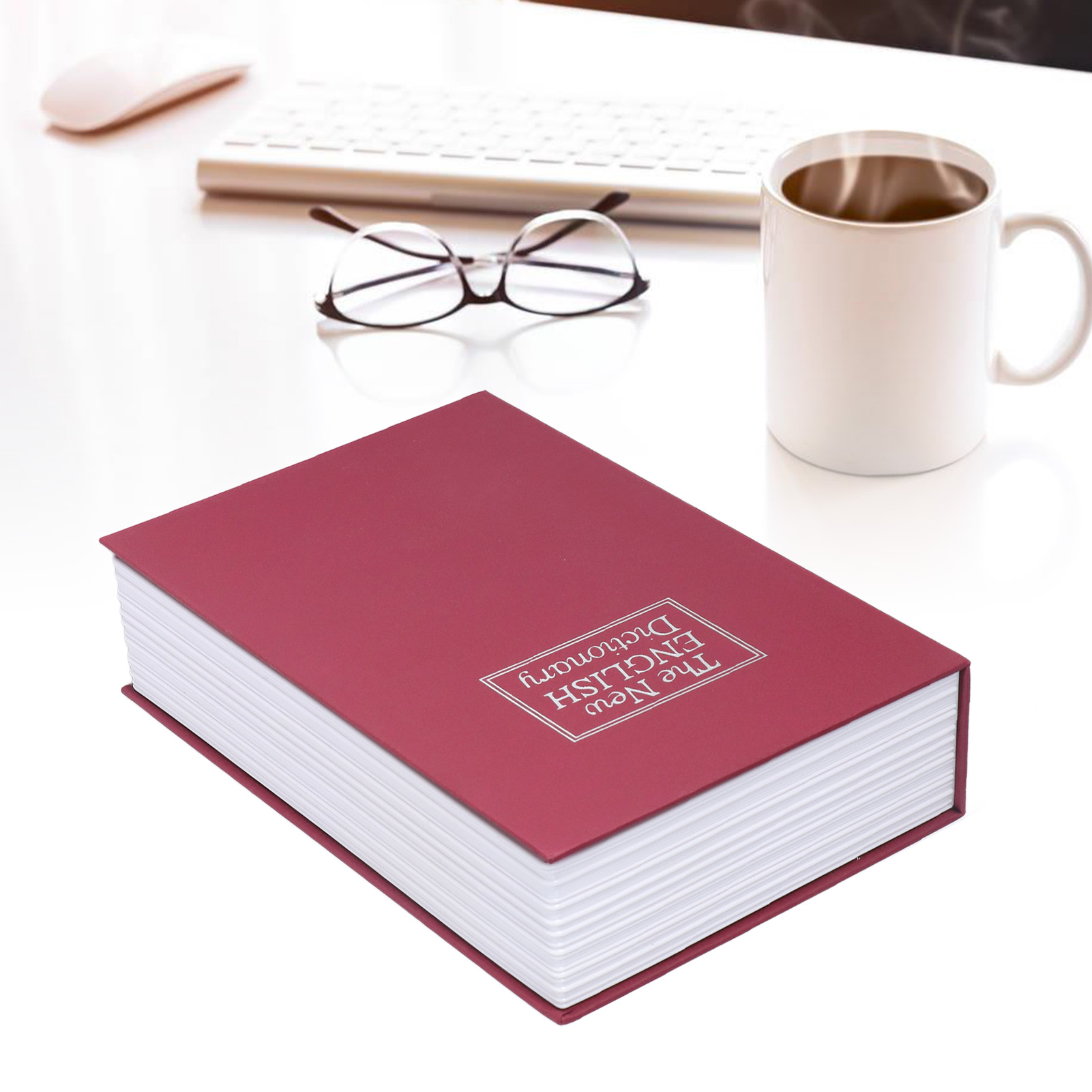Mittelgroßer Tresor Im Buchstil Mit Zahlenschloss, Kreative Aufbewahrungsbox In Form Eines Sparschweins, Rot.