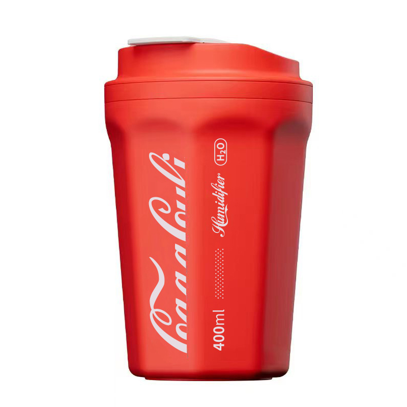 Neu Im Jahr 2022: Luftbefeuchter In Form Eines Colabechers Mit Flamme, Usb-aufladbar, Kabellos, Für Das Auto (version Mit Roter Cola-batterie).
